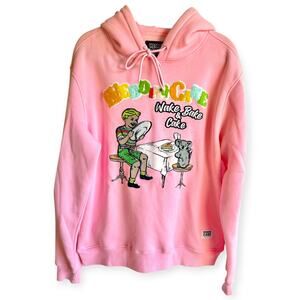 Wedding Cake Hoodie Pink Wake & Bake Weed Graphic Pullover Unisex L Streetwear